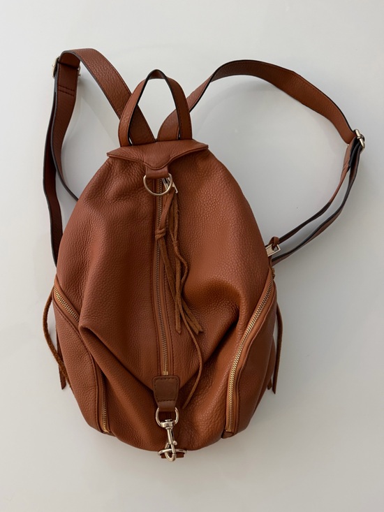Rebecca Minkoff Julian Medium Leather Backpack Caramello Brown Pebbled main image 6